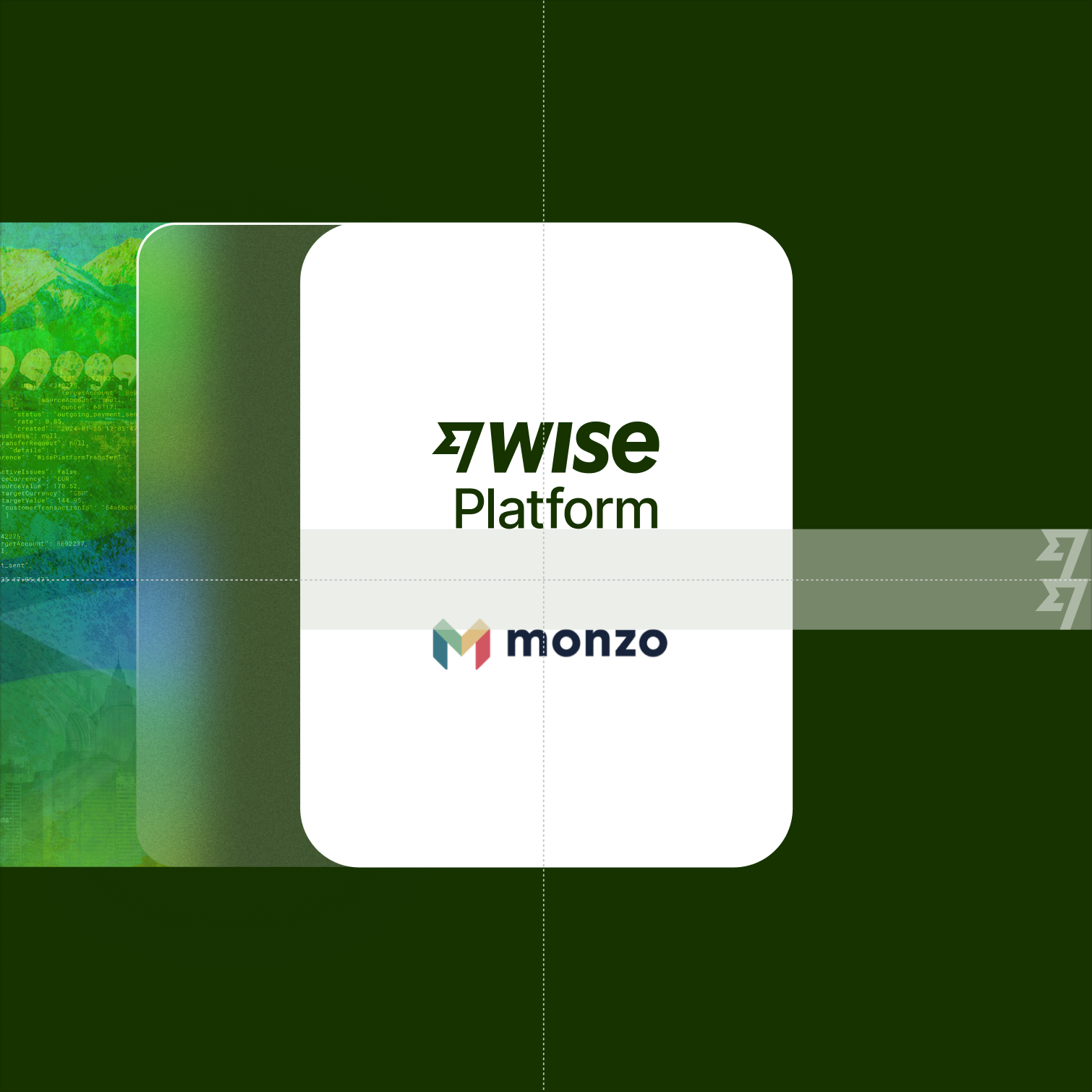 Wise logo positioned above Monzo logo on a white surface 