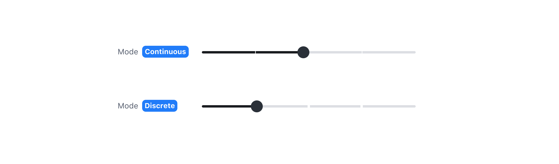 Slider의 Tick Mark property - Continuous Mode, Discrete Mode