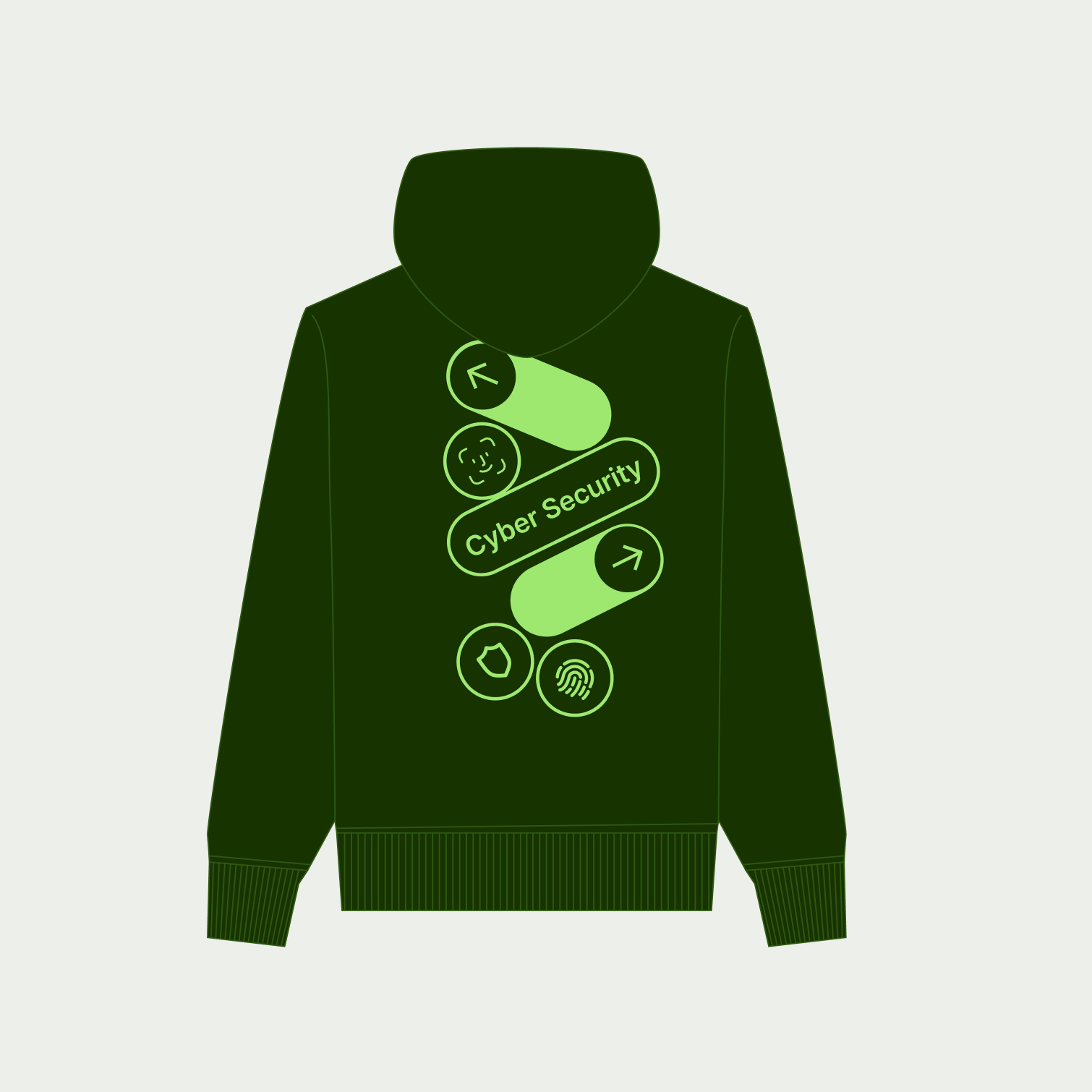 The back of a hoodie mockup showcasing Wise collision layout design for teams.