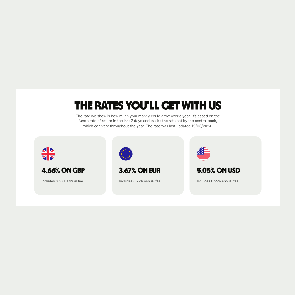 Card Cluster pattern with rates
