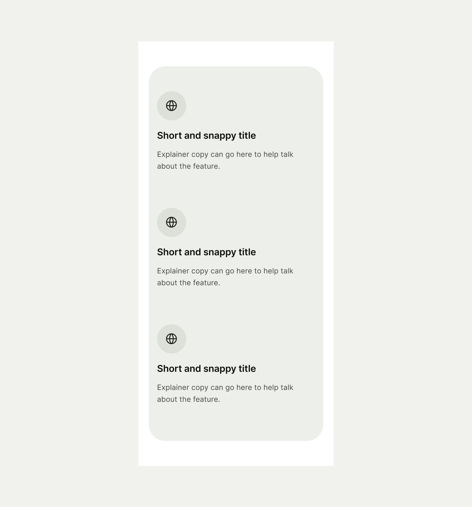 Icon List pattern on mobile