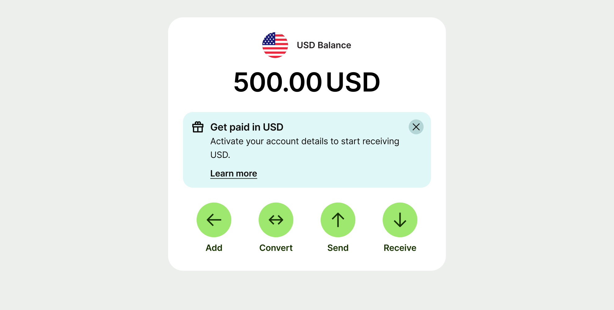 Proposition info prompt in a balance page