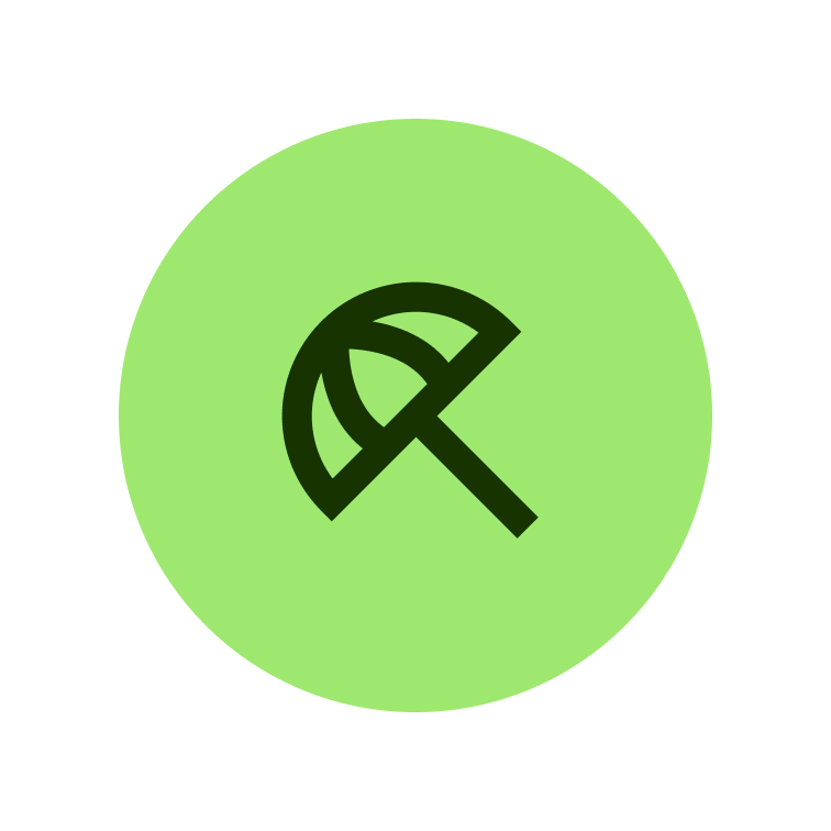 Beach icon highlighted in green.