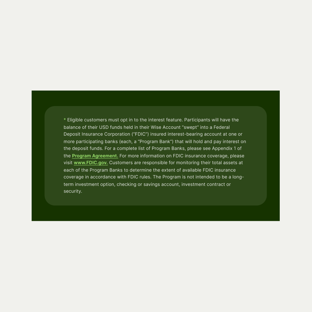 Text Disclaimer pattern in Forest Green theme