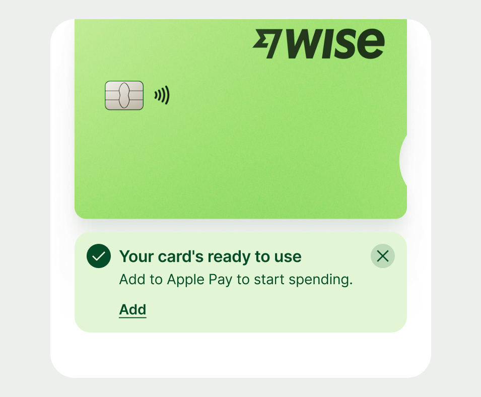 Success info prompt within in a card section.