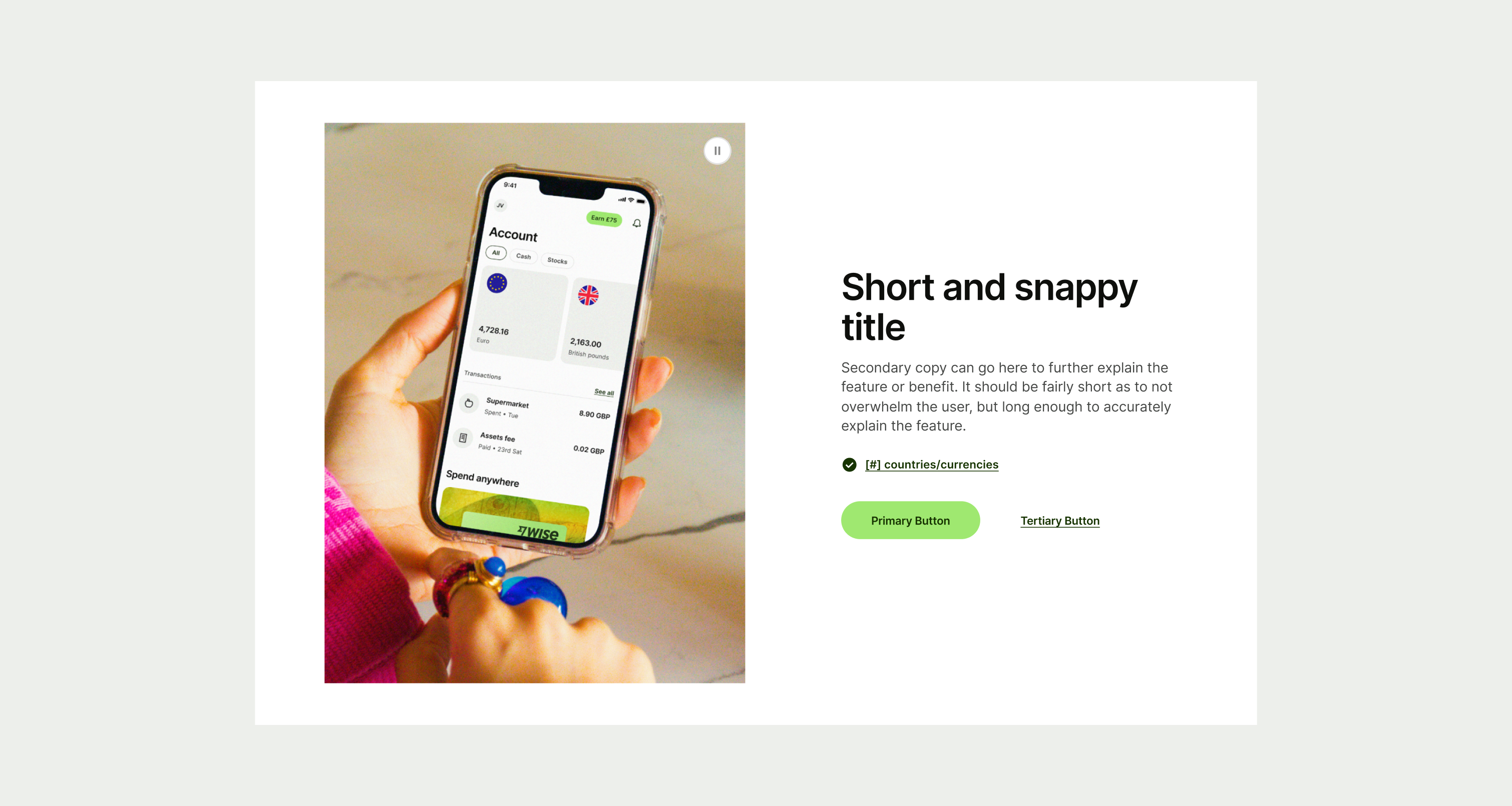 The Feature Section Single pattern in another language