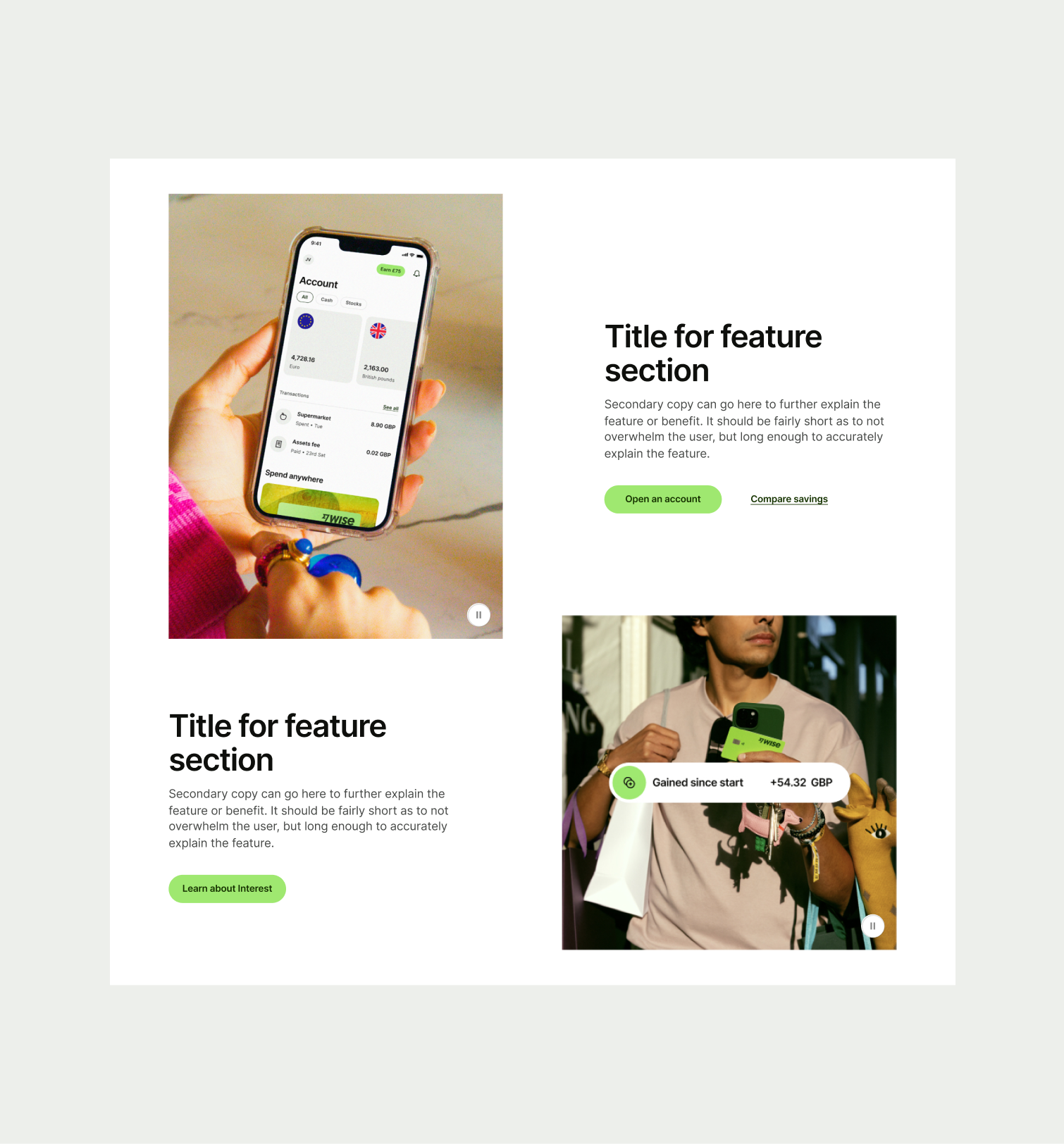 Feature Section Grid incorrect UX