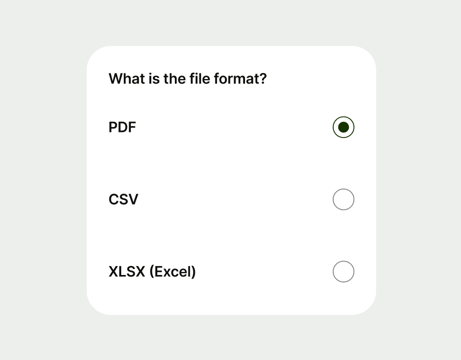 radio items in a form