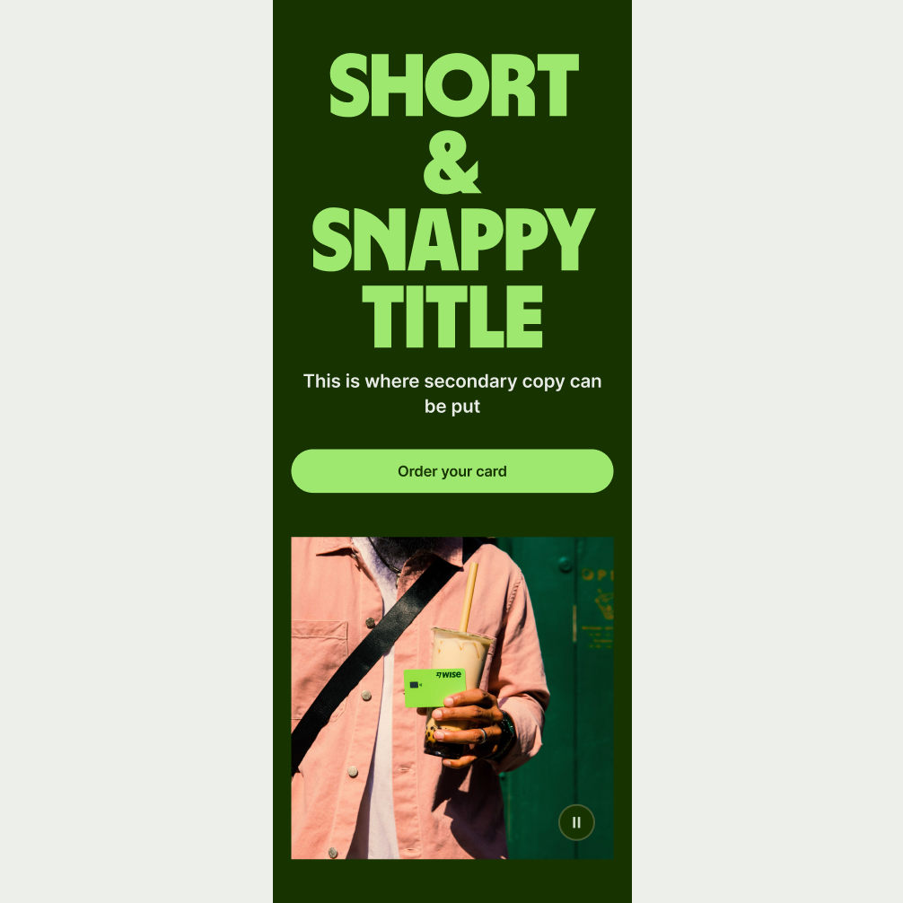 An image of the Hero Small component on Forest Green theme