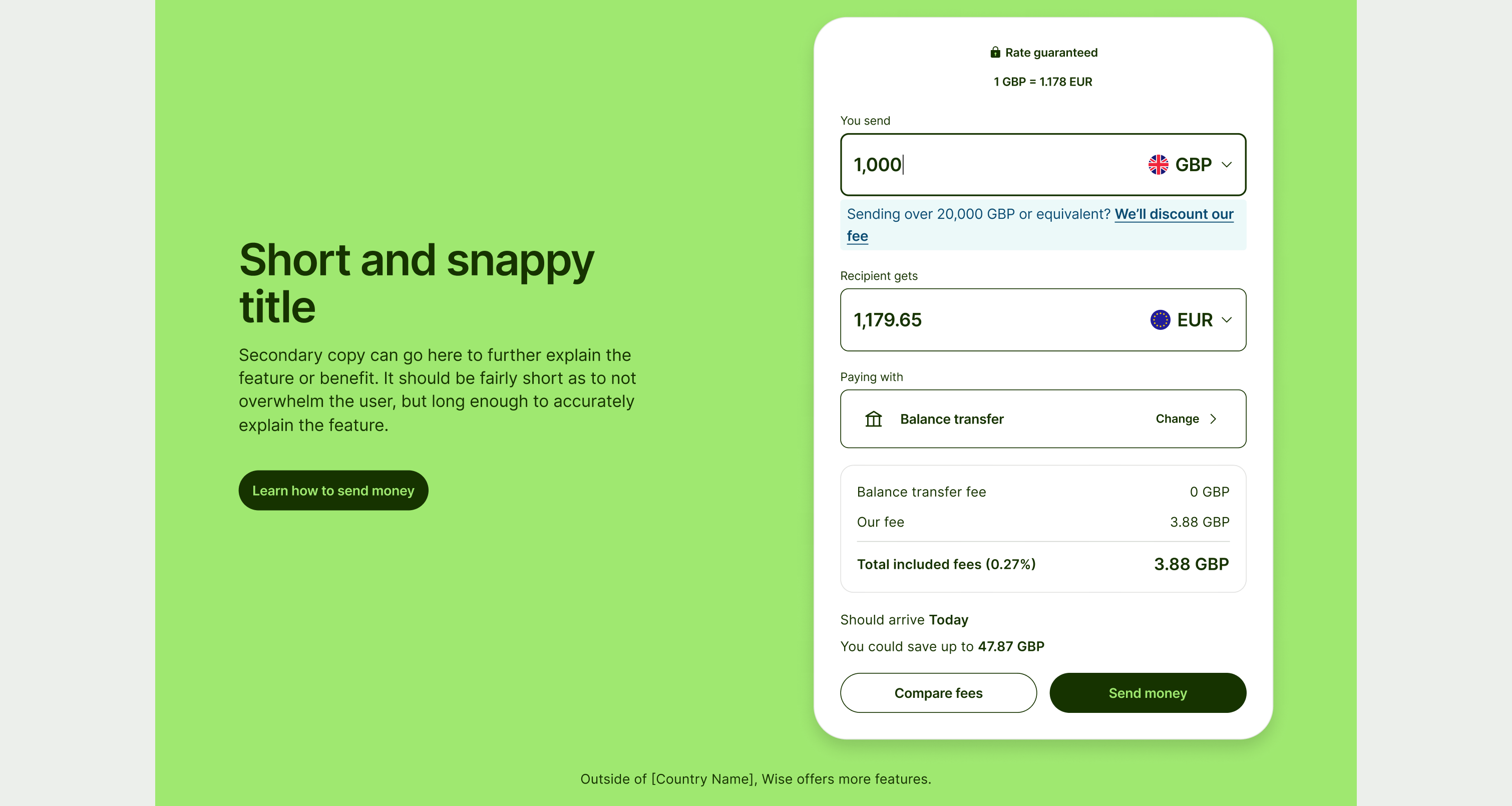 Feature Section Interactive pattern on desktop