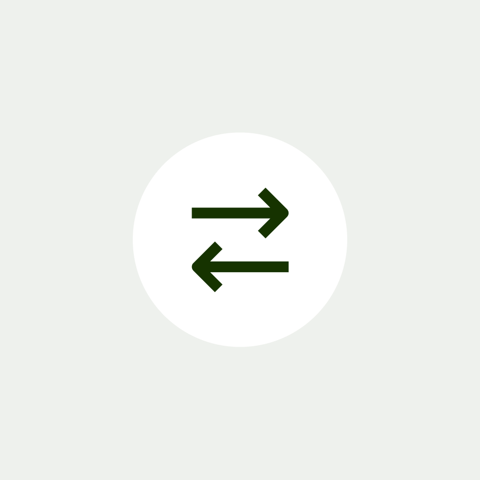 An icon of two arrows pointing in different directions horizontally, one on top of the other