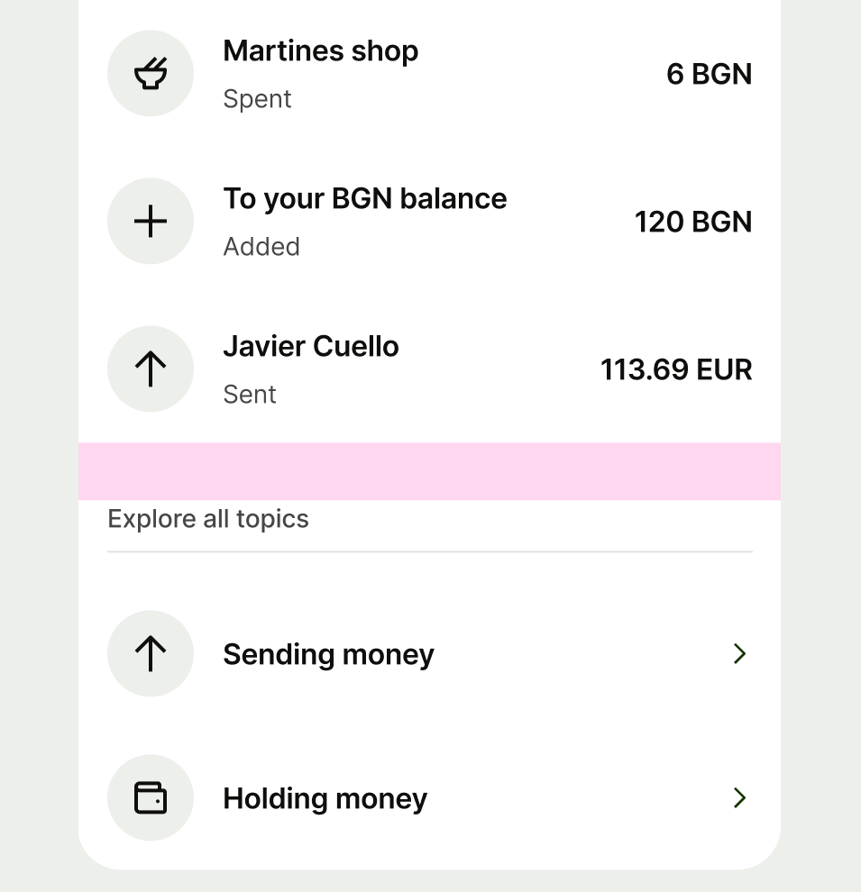 Between option sections