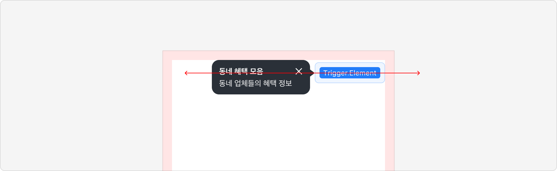 Help Bubble Arrow가 Trigger와 상하 정렬을 유지하는 예시
