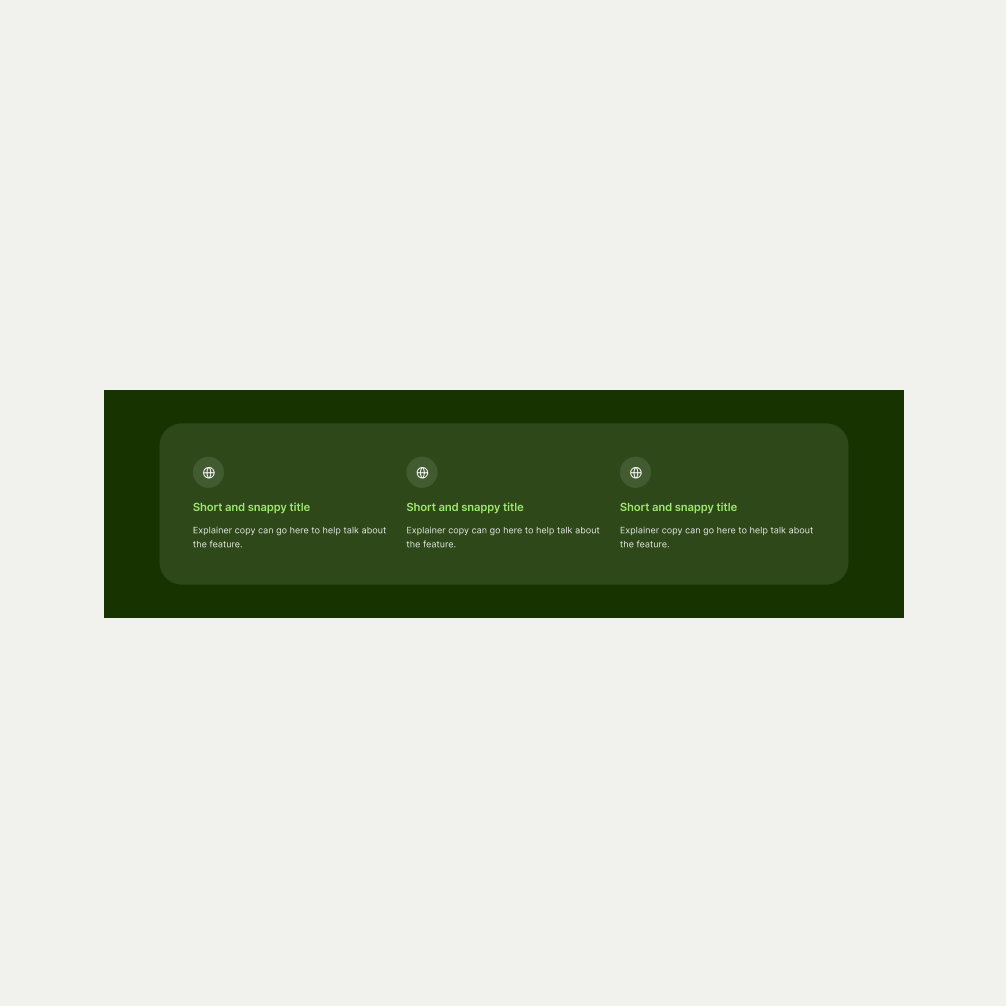 Icon List pattern in Forest Green theme
