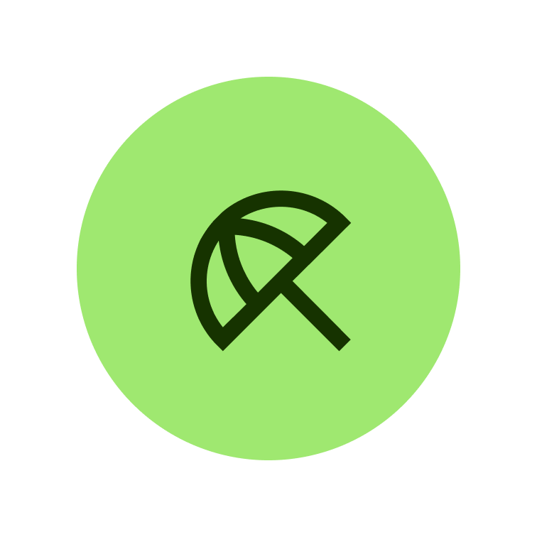 Beach icon highlighted in green.