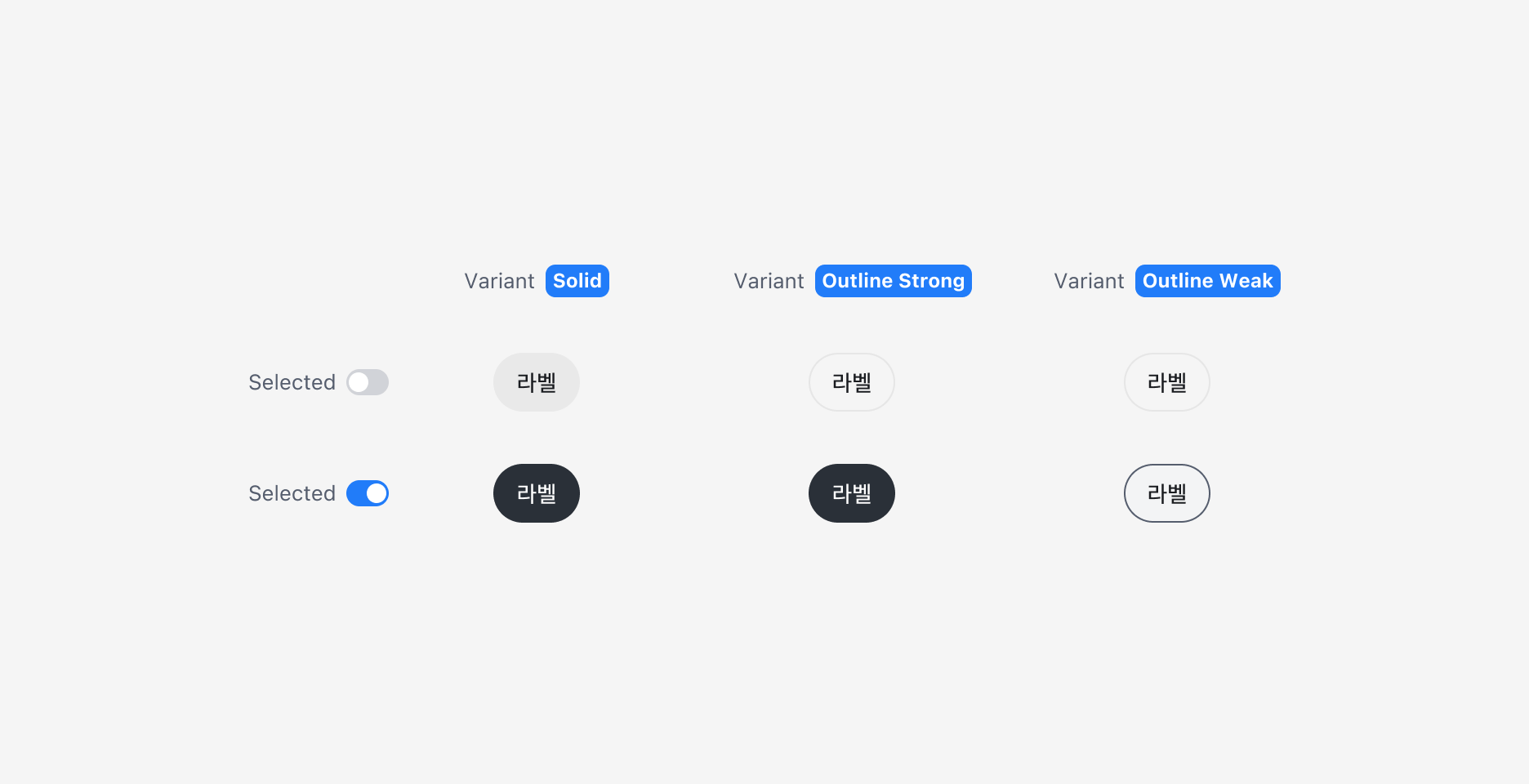 Chip의 Variant Property - Solid, Outline Strong, Outline Weak