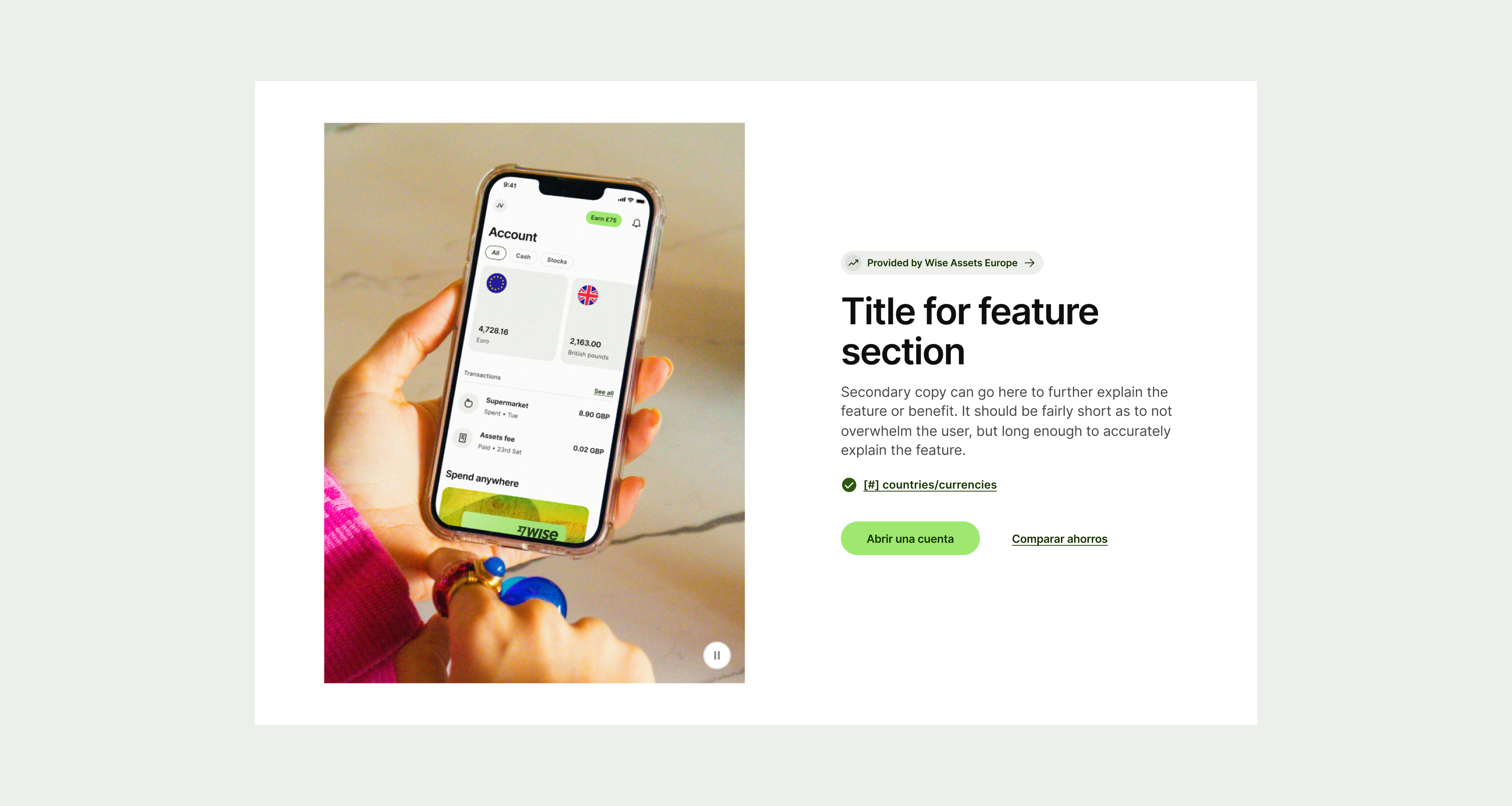 The Feature Section Single pattern in another language