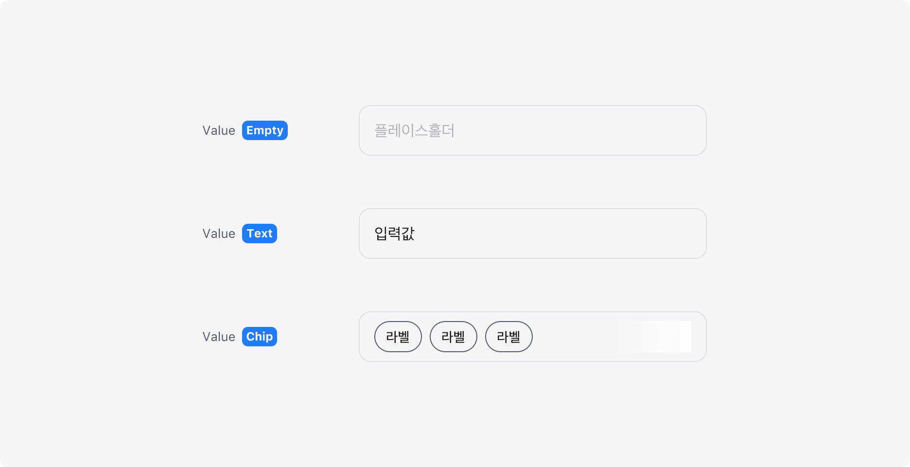 Input Button의 Value Property - Text와 Chip 컴포넌트