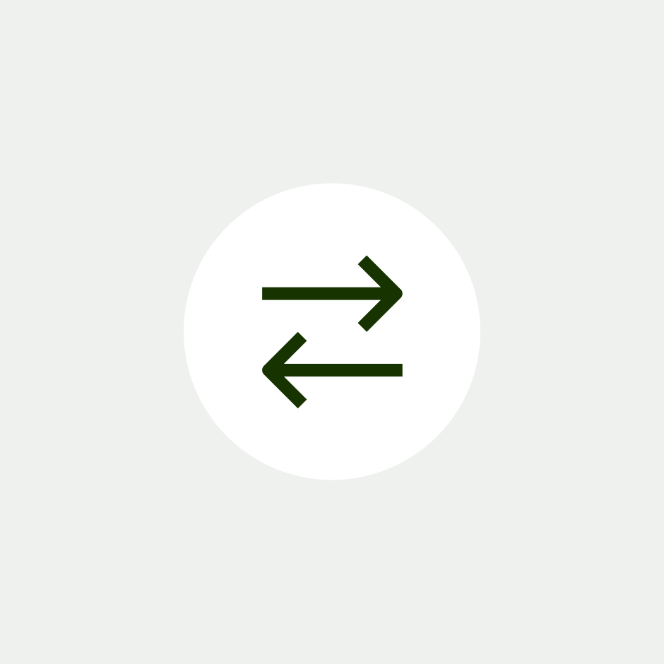 An icon of two arrows pointing in different directions horizontally, one on top of the other