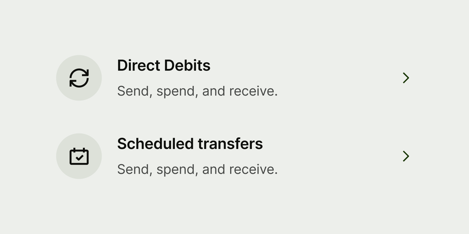 Two navigation options with succinct, consistent titles.