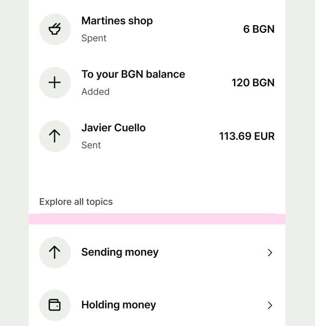 Below section header