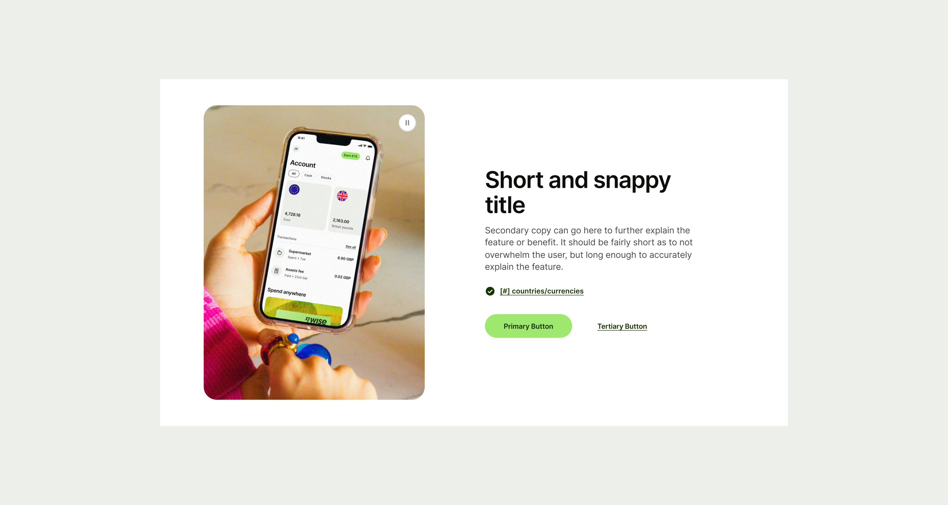 Feature Section Single on desktop