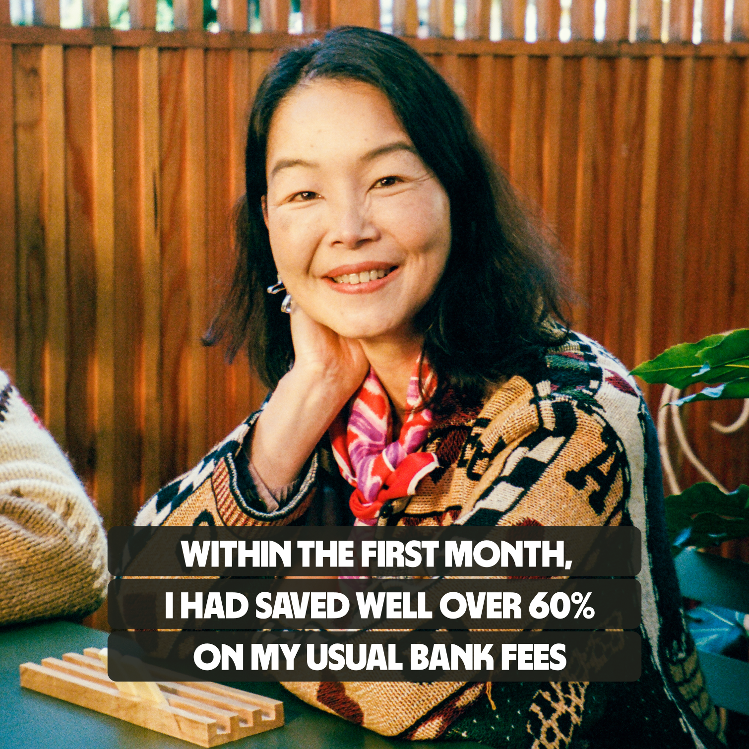 White caption text in the Wise sans font is positioned at the bottom of the image, highlighted with a black background for visibility. The wise sans font is hard to read. 