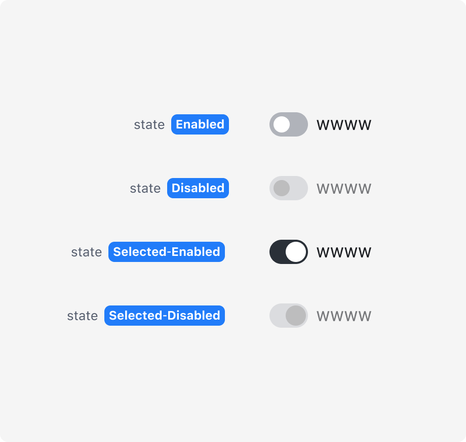 Switch의 State - Selected, Unselected, Enabled, Disabled