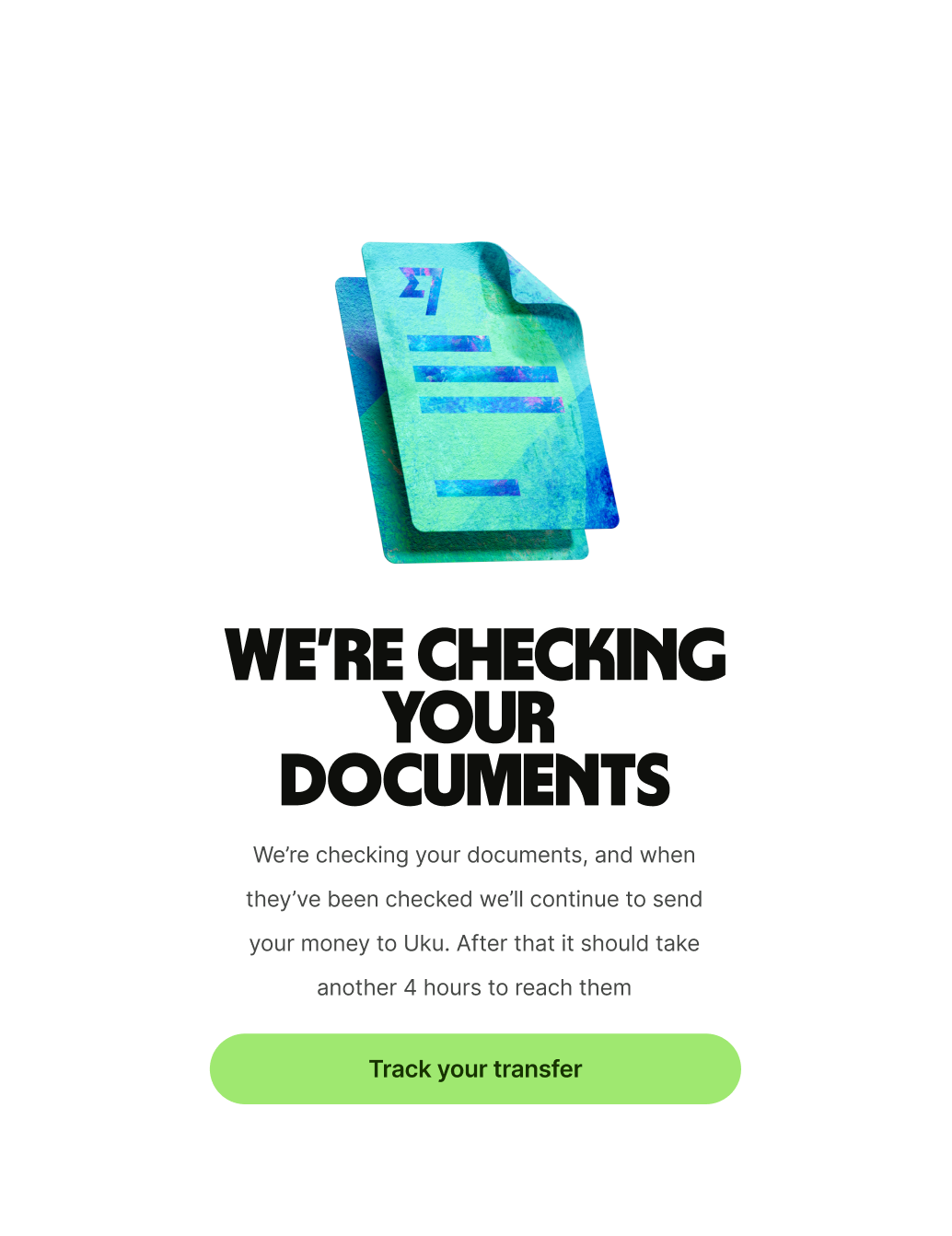 A progress screen with a long description.