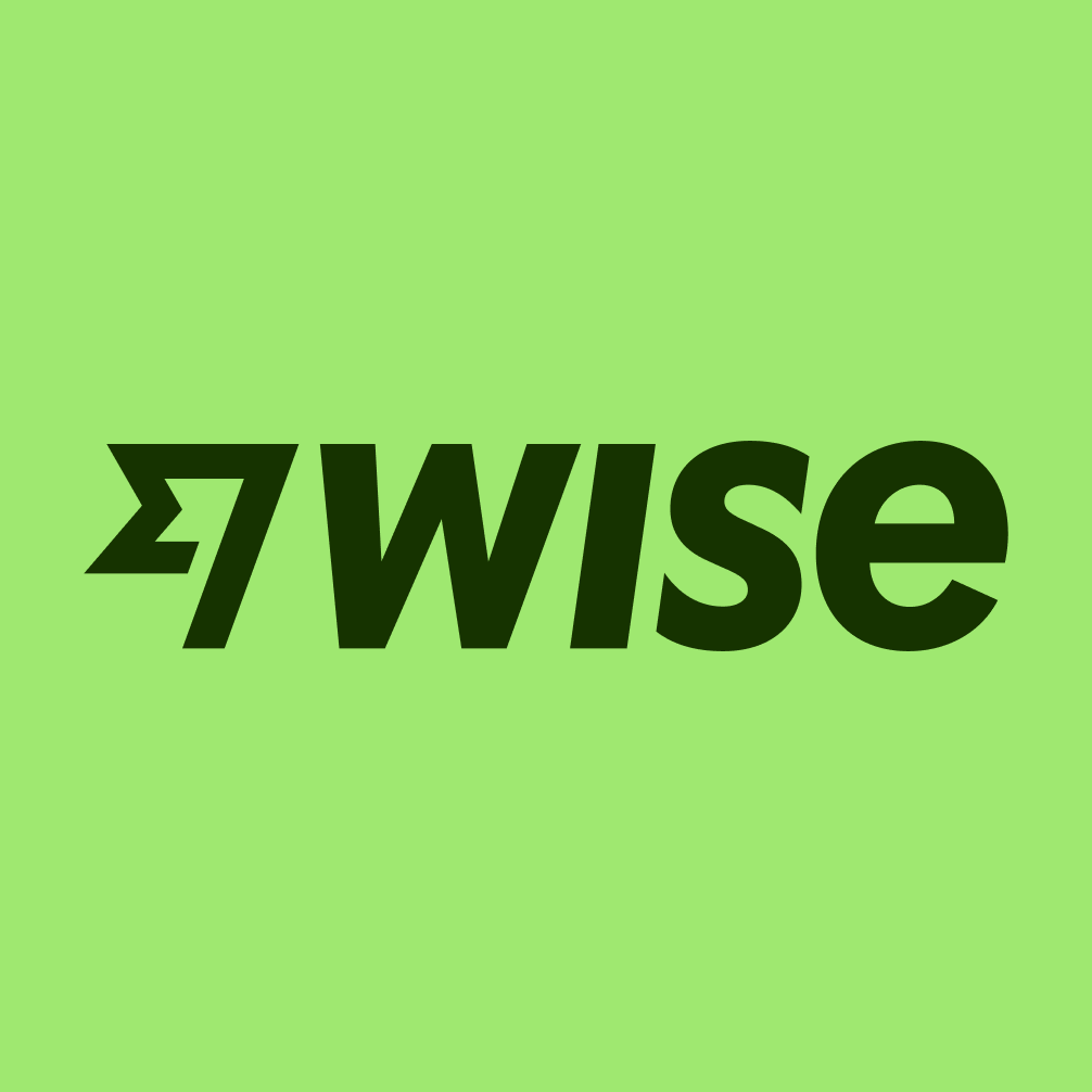 The Wise logo in Forest Green, on a Bright Green background
