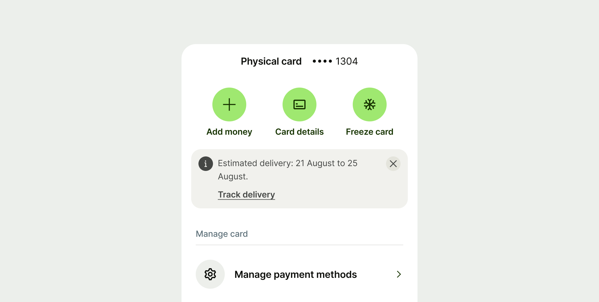 Neutral info prompt within a cards page