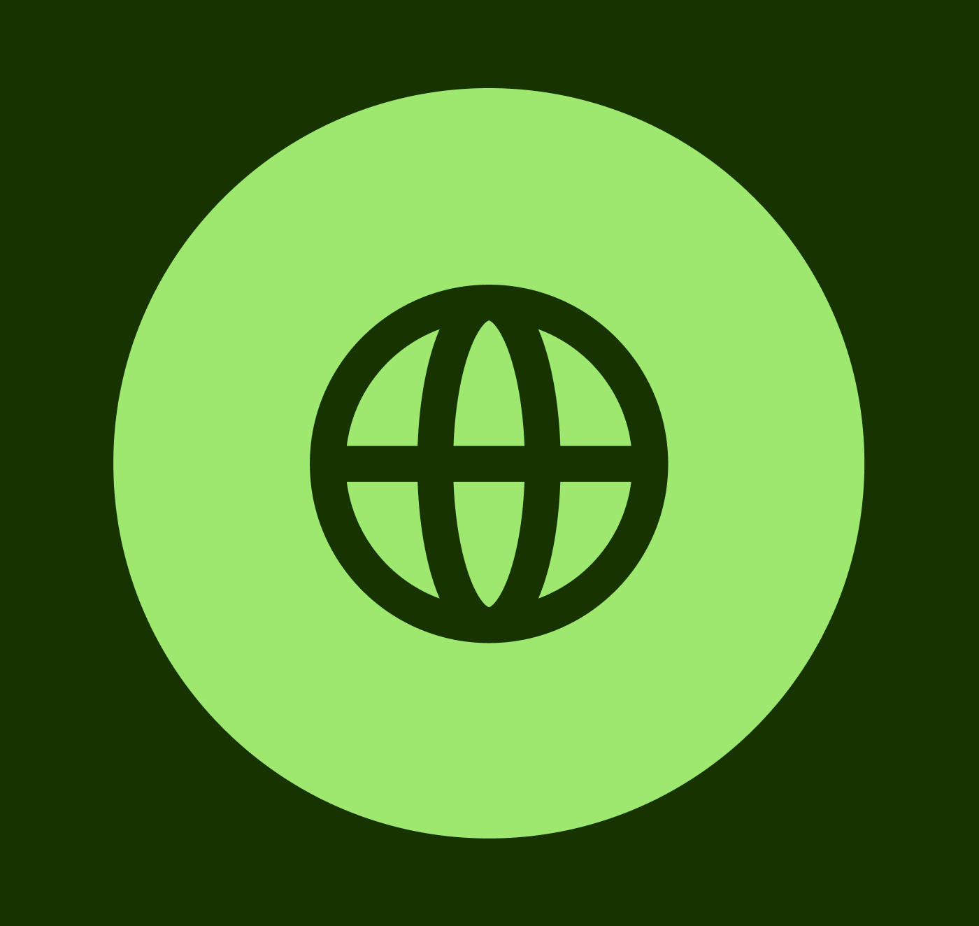 The globe icon in Forest Green.