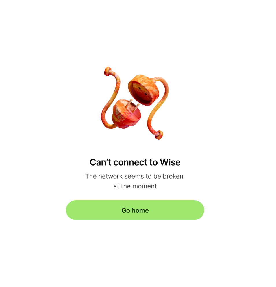 Error message with 'The network seems to be broken  at the moment' as description