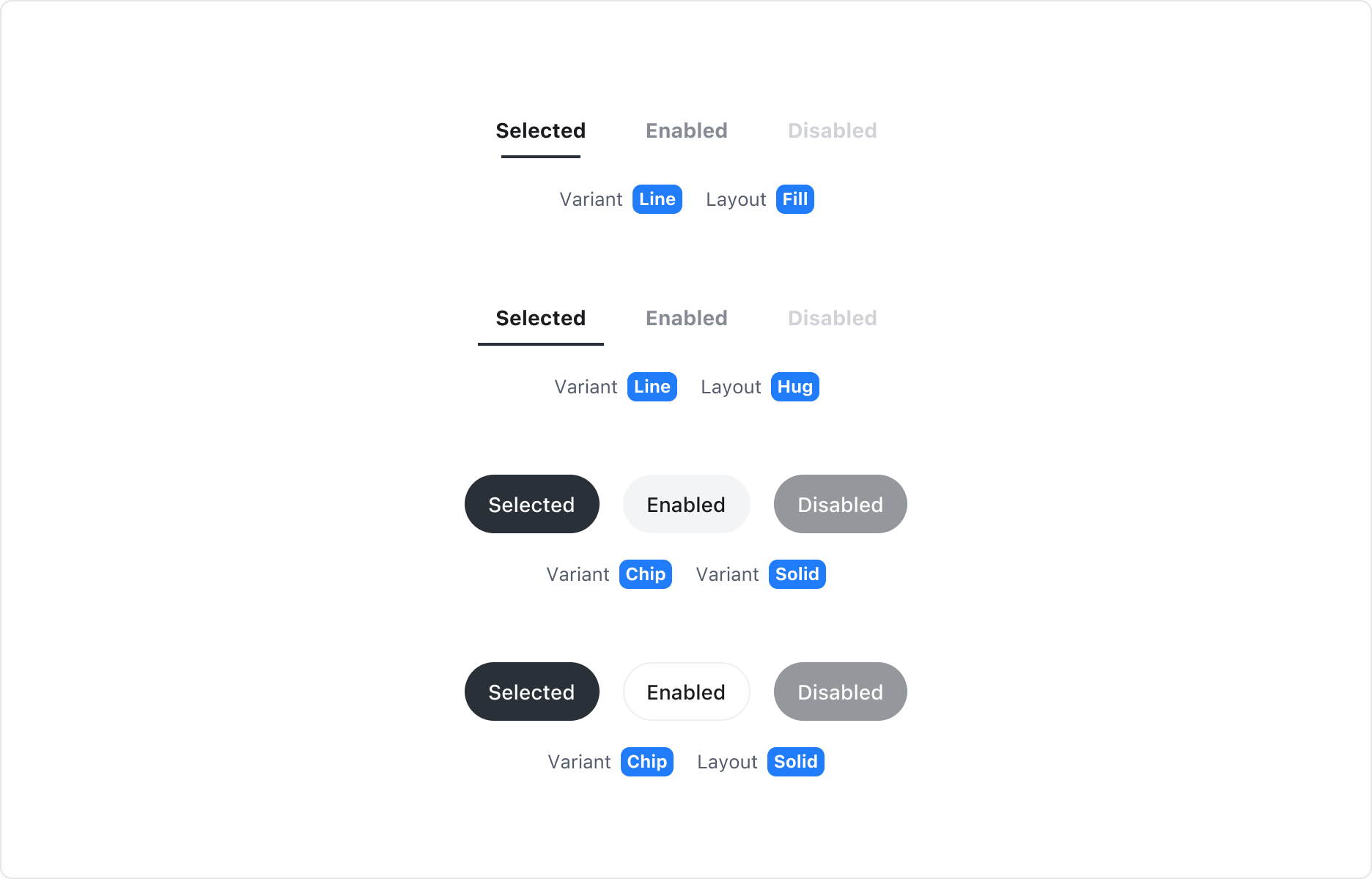 Tabs의 State - Enabled, Selected, Disabled