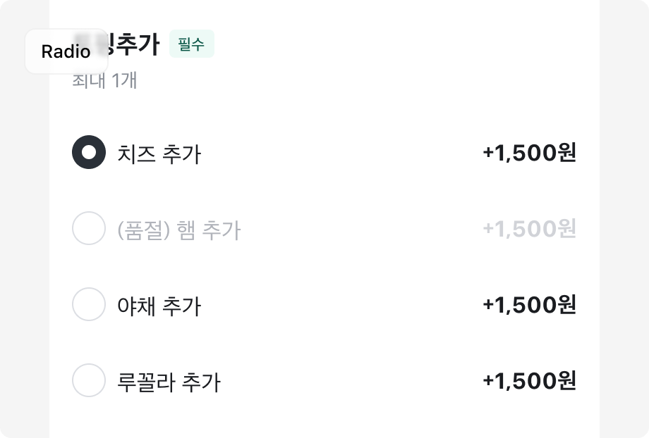 Radio를 사용한 예시
