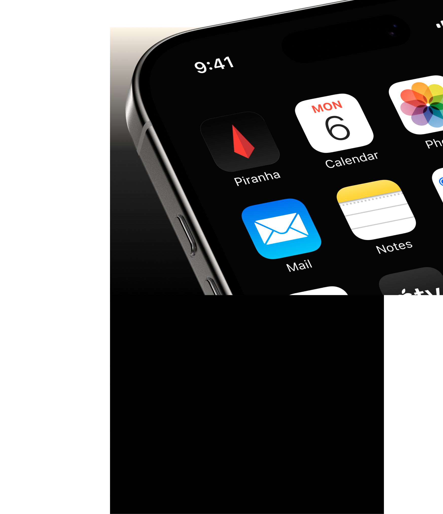 Phone home screen showing the Piranha app icon