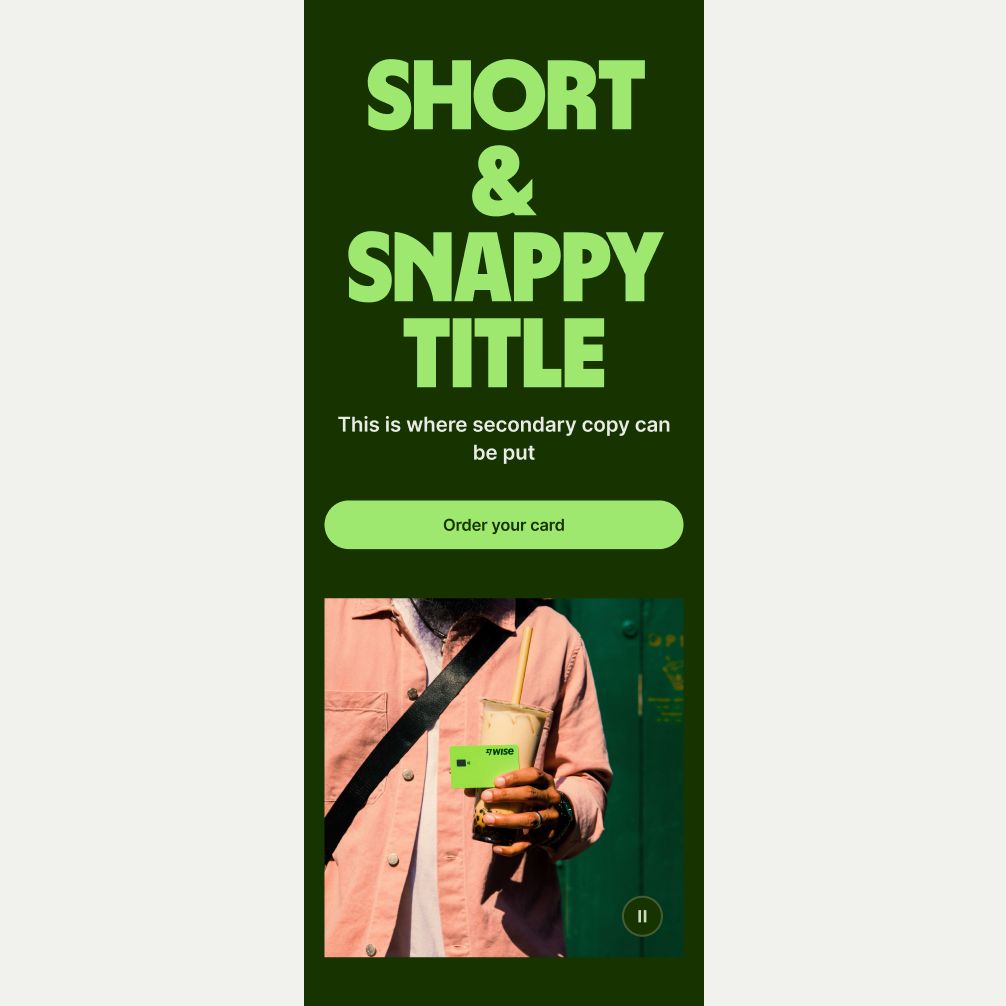 An image of the Hero Small component on Forest Green theme