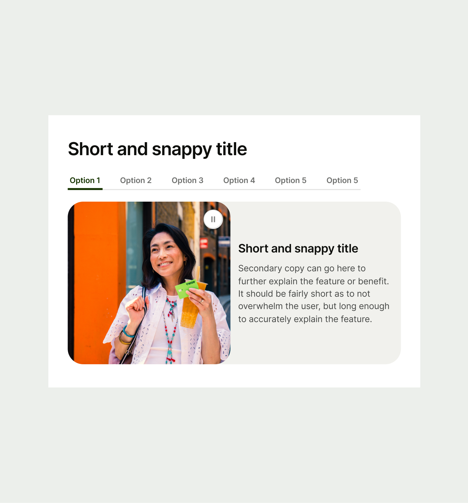 Tabs Feature pattern on tablet