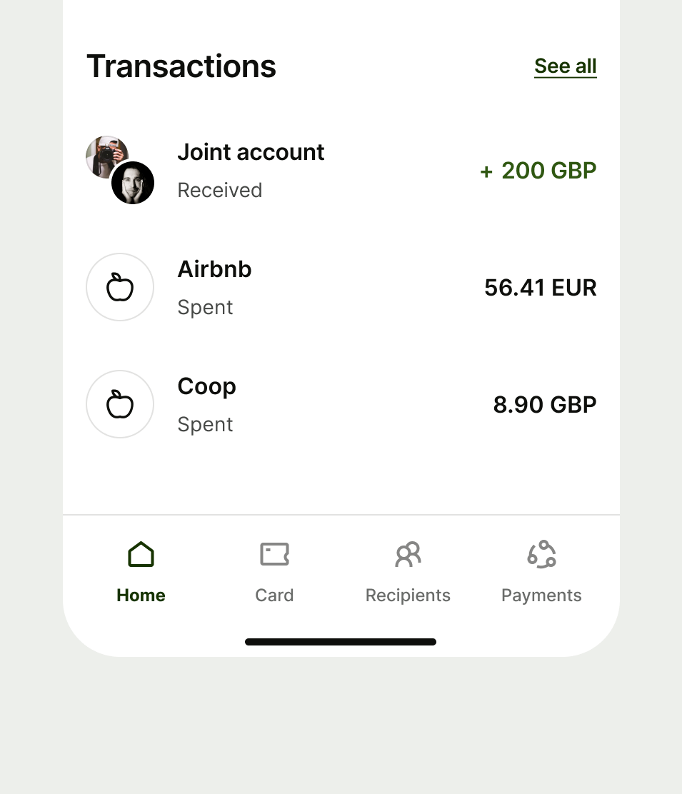 Double diagonal avatar on a list item