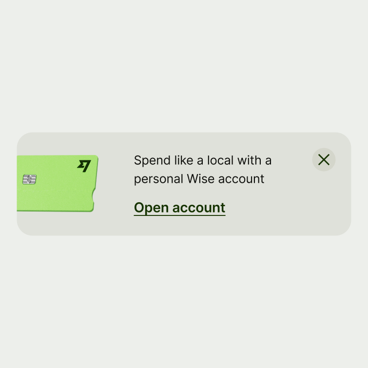 A nudge with a personal account card illustration.