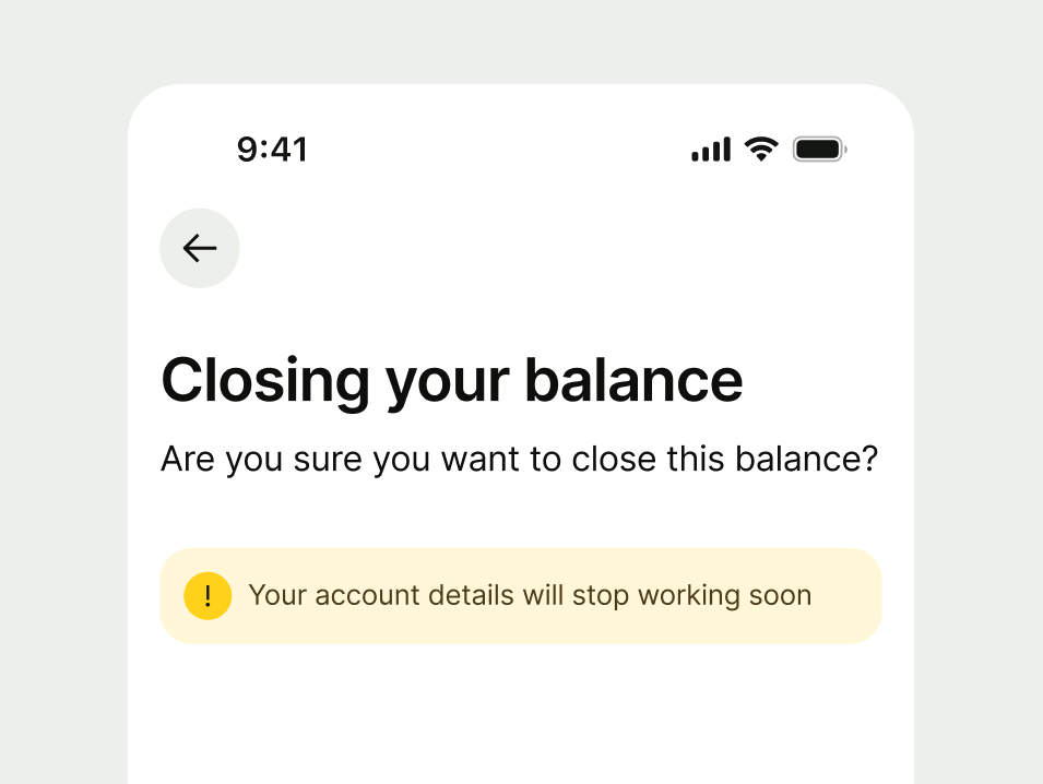 Warning info prompt within a card section.