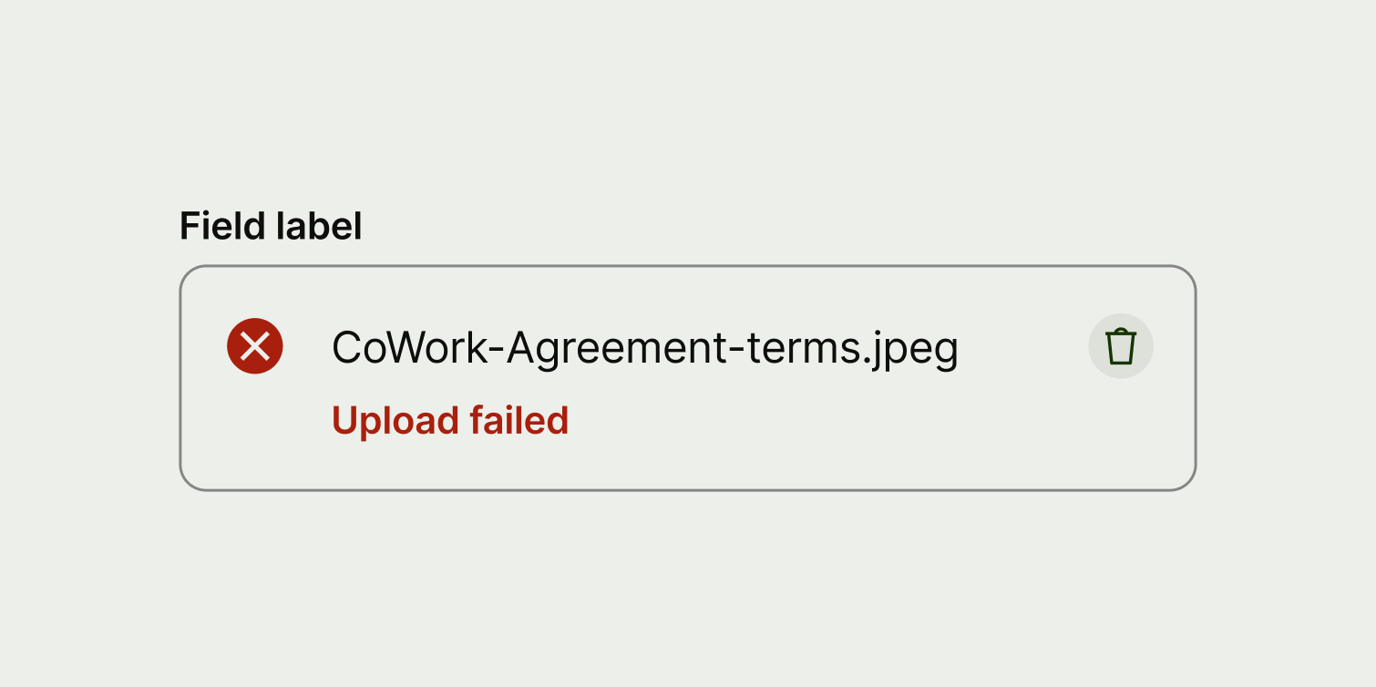 A failed upload where the description just tells the user that it's failed.