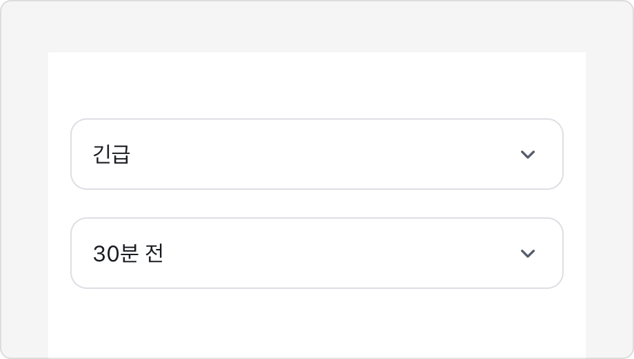Field의 Label 없이 선택값만 표시되어 의미를 알 수 없는 Select 예시