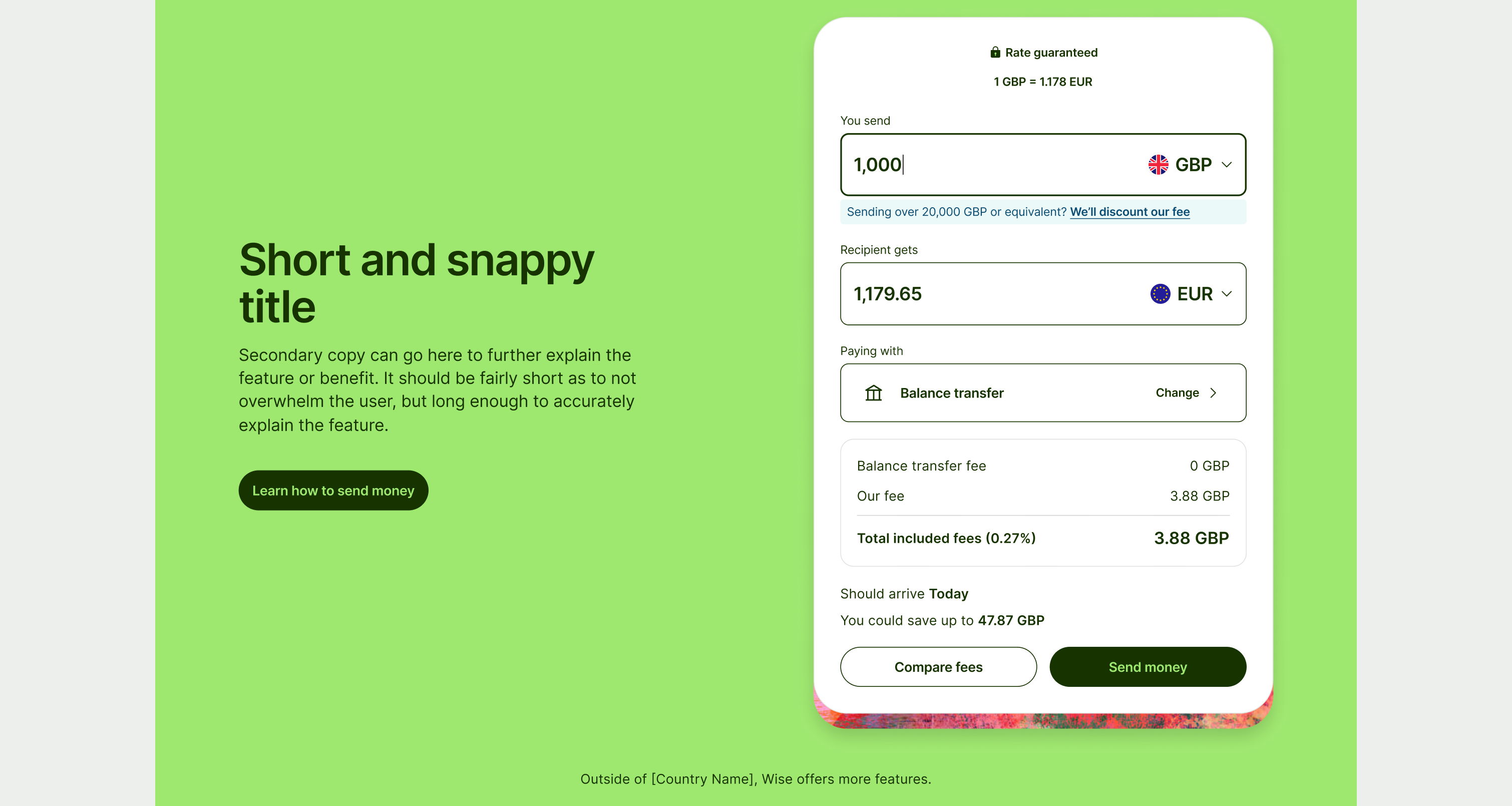 Feature Section Interactive pattern on desktop