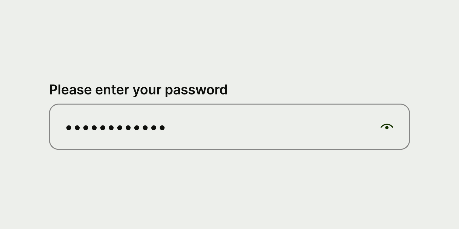 A password input with incorrect label copy.