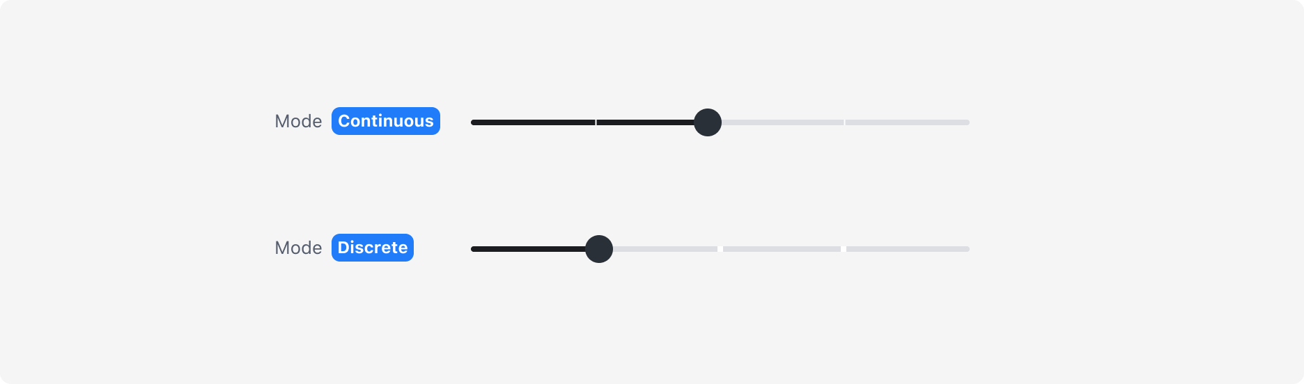 Slider의 Tick Mark property - Continuous Mode, Discrete Mode