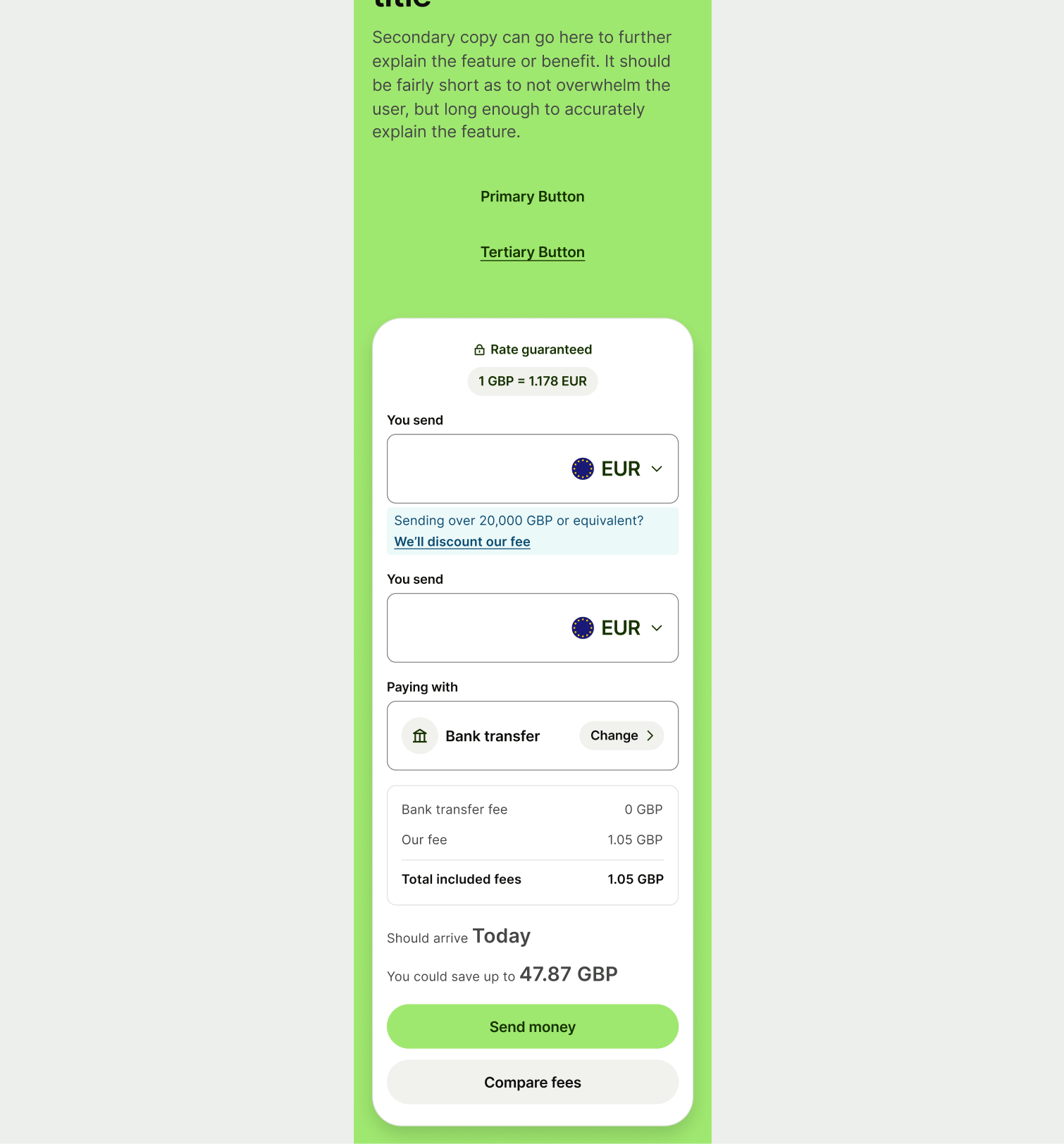 Feature Section Interactive pattern on mobile