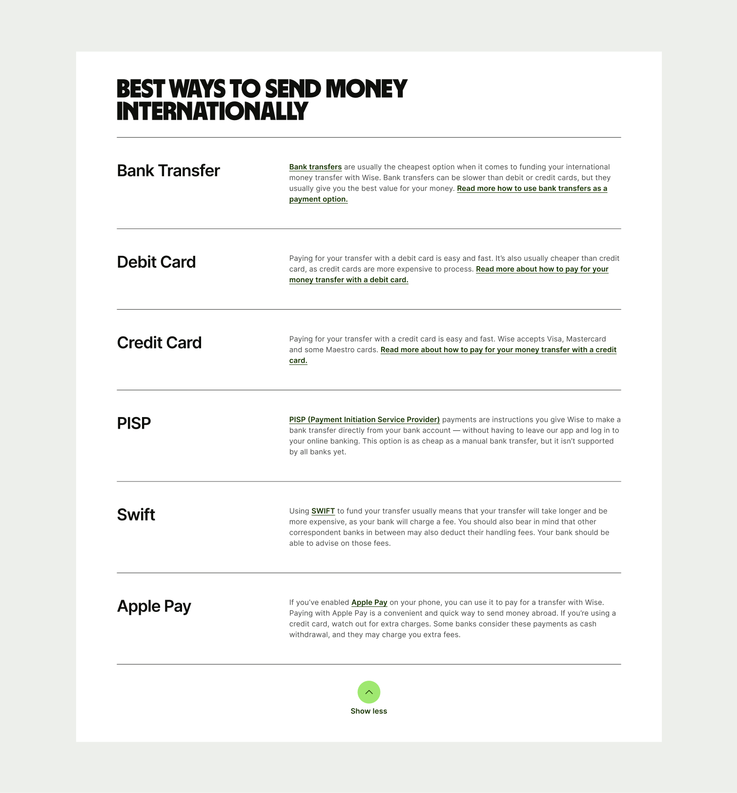 Text Stack pattern with a show less button