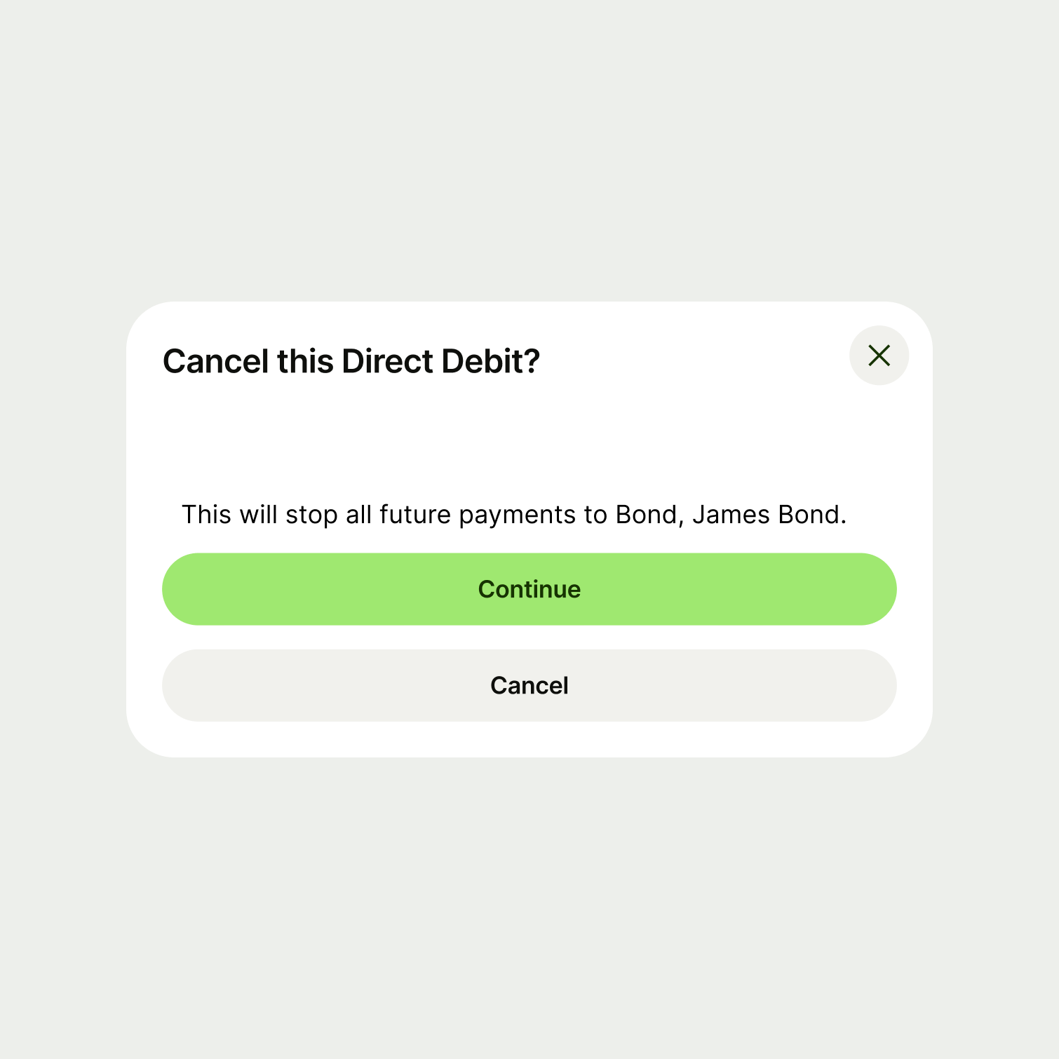 A modal with two buttons, where it's not clear what each action will do.
