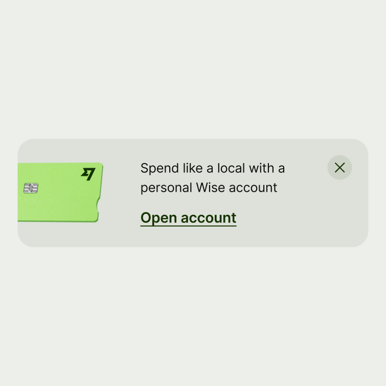 A nudge with a personal account card illustration.